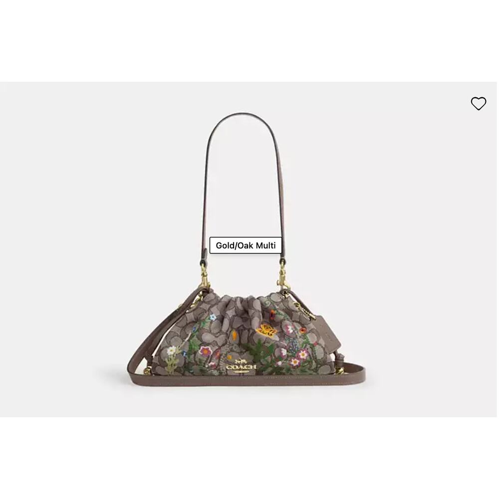 Faye Shoulder Bag In Signature Jacquard With Floral Embroidery